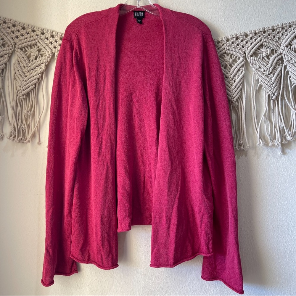 Eileen Fisher Silk Pink Open Face Cardigan